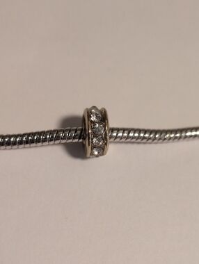 Gold Crystal Rondelle Spacer Charm for Pandora Style Bracelet